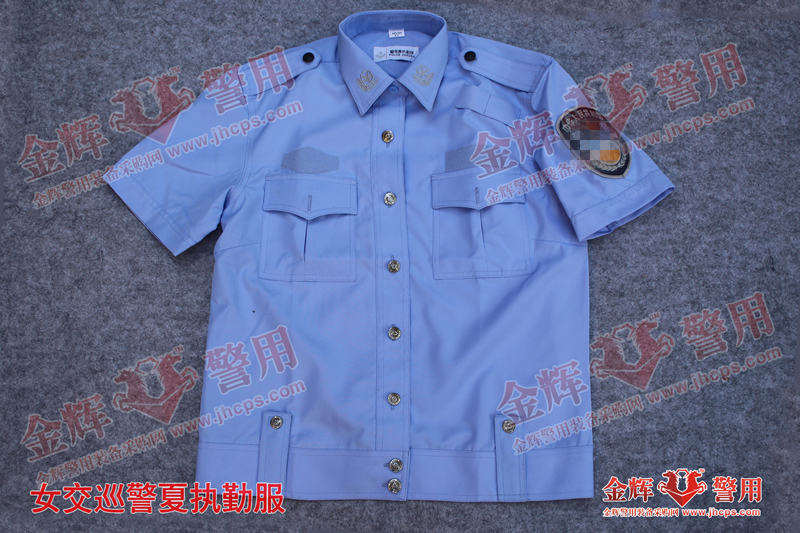 女交警大耳扣短袖警服 女交巡警夏執(zhí)勤半袖 正品女警服 帶袢式女警用執(zhí)勤服